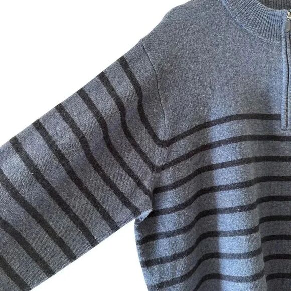 Peter Millar Striped Quarter-Zip Mock Turtleneck Sweater Merino Wool SZ XL #2320 - Picture 10 of 12
